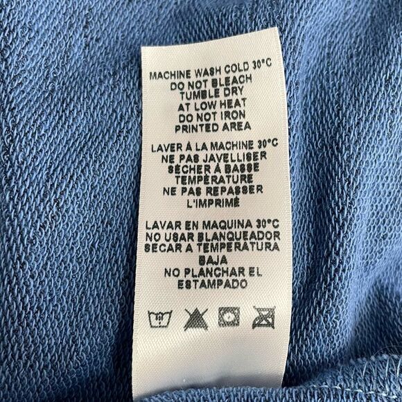 Sundry Side Ruched Sweatshirt Dress in Blue & Black Camo Sundry 2 | Size Medium - Picture 10 of 12